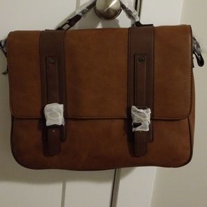 Brown leather messenger bag